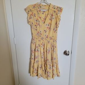 By Timo Yellow Floral Ruffle Dress